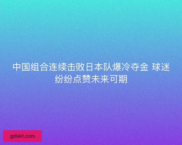 中国组合连续击败日本队爆冷夺金 球迷纷纷点赞未来可期