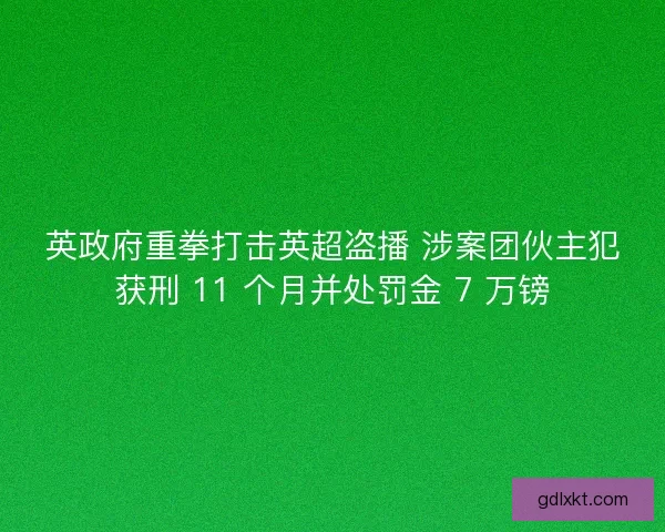 英政府重拳打击英超盗播 涉案团伙主犯获刑 11 个月并处罚金 7 万镑